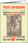 90th Funny Birthday Party Invitation Facelift Victorian card