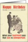 Birthday Boyfriend Funny Size Sexual Innuendo Victorian card