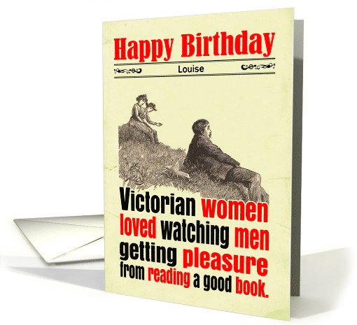 Custom Birthday Funny Man Reading Sex Book Victorian card (1666220)