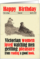 Custom Birthday Victorian Humor Man Reading Sex Book card
