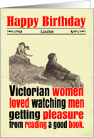 Custom Birthday Funny Man Reading Sex Book Victorian card