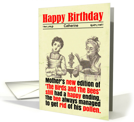 Custom Birthday Funny Sex Education Book Victorian card (1666240)