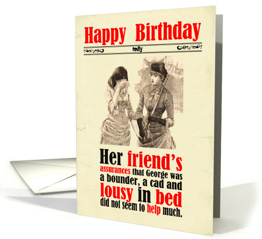 Custom Birthday Victorian Humor Unfaithful Boyfriend Husband card