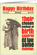 Custom Birthday Victorian Humor Avoiding Pregnancy card