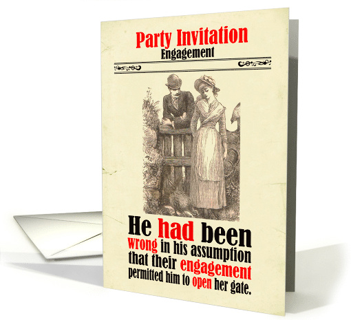Engagement Party Invitation Victorian Humor card (1792076)