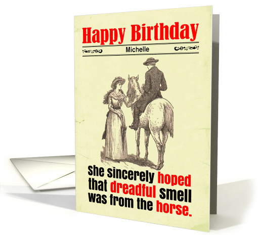 Custom Birthday Funny Smelly Man On Horse Victorian card (1793104)