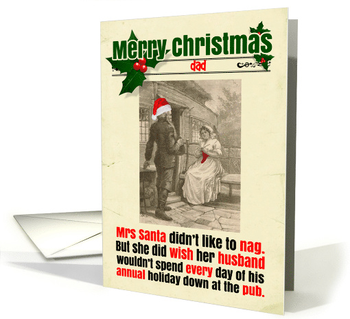 Custom Christmas Funny Mrs Santa Complaining About Pub Visit card