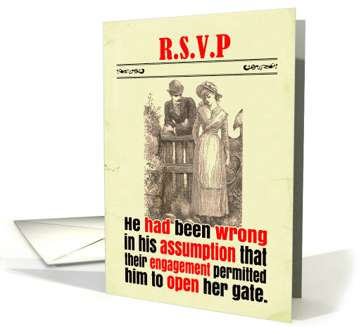 RSVP Funny Engagement Party Acceptance Victorian card (1812010)