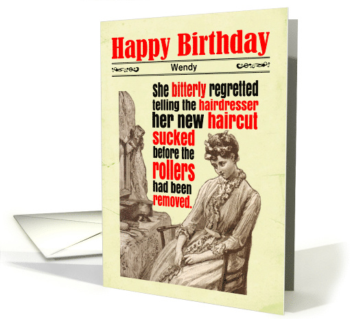 Custom Funny Birthday Hairdresser Victorian card (1812470)
