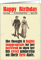 Custom Birthday Victorian Humor Erect Umbrella Sexual Innuendo card