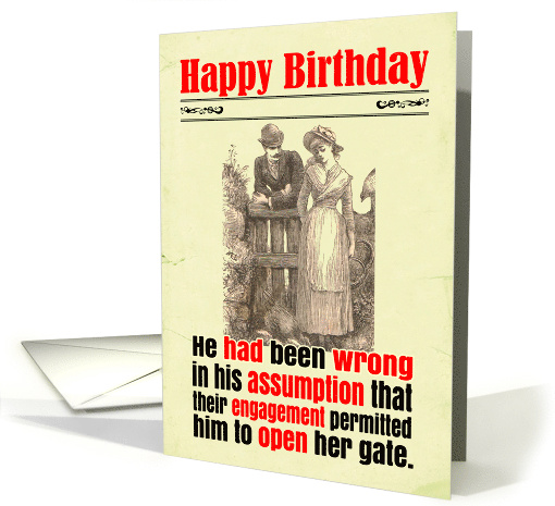 Funny Couple Birthday About Engagement Sexual Innuendo Victorian card