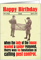 Custom Birthday Victorian Humor Men Shooting Spider card