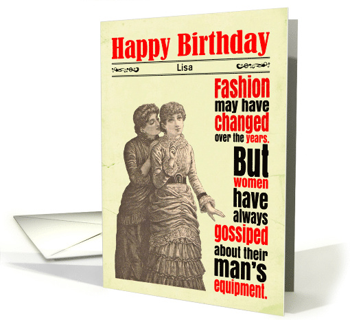 Custom Birthday Funny Friends Gossip Sexual Innuendo Victorian card
