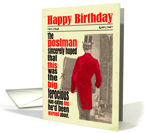 Birthday Funny Postman Dog Victorian card (1813702)
