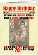 70th Birthday Funny Facelift Victorian card
