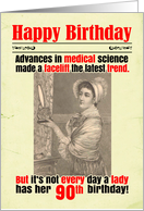 90th Birthday Funny Facelift Victorian card