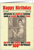 100th Birthday Funny Facelift Victorian card