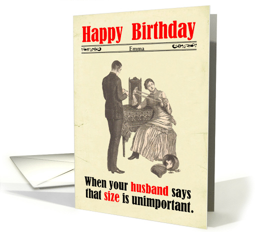 Funny Custom Birthday Victorian Humor Husband Size Sexual... (1818890)