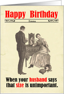 Funny Custom Birthday Victorian Humor Husband Size Sexual Innuendo card