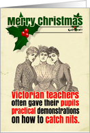Funny Christmas Teacher Nits Victorian card