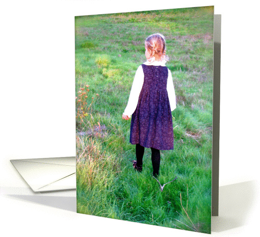 Little Girl-Daughter Walking in Green Field card (778848)