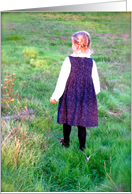 Little Girl-Daughter Walking in Green Field card