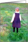 Little Girl-Daughter Walking in Green Field card
