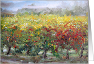 Yellow Vineyard On Foggy Morning card