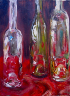 Wine Bottles On Red