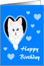 Happy Birthday Kitten and Hearts card