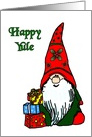 Happy Yule Holiday Gnome card