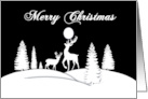 Merry Christmas Deer and Forest Under Full Moon card