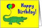 Alligator with Ballons, Happy Birthday! card