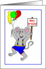 Happy Birthday Mouse with Balloons and Sign card