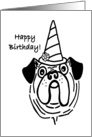 Happy Birthday Pug with Birthday hat card
