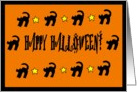 Black Cats and Stars Happy Halloween card