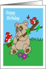 Happy Birthday Bear, Bird and Flowers card
