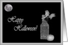 Happy Halloween Black and White Faerie on Tombstone card