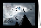 Happy Halloween Night Sky with Moon and Bats card