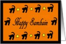 Happy Samhain Black Cats and Stars card