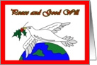 Peace and Good Will Christmas Dove card