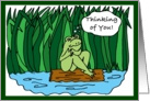 Thinking of You Cartoon Frog on a Log card
