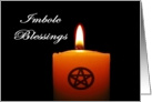 Imbolc Blessings Candle with Pentacle card