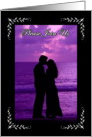 Man and Woman Purple Beach Sunset Wedding Invitation card