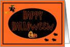 Happy Halloween Pumpkins, Witch and Bats card