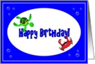 Happy Birthday Ocean Turtle and Crab card