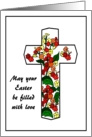 Easter Religious Cross with Flowers card