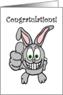 Congratulations Thumbs Up Smiling Bunny card