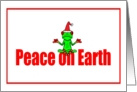 Peace on Earth, Meditating Tree Frog with Santa Hat card