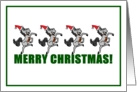 Merry Christmas Dancing Horses with Santa hats card